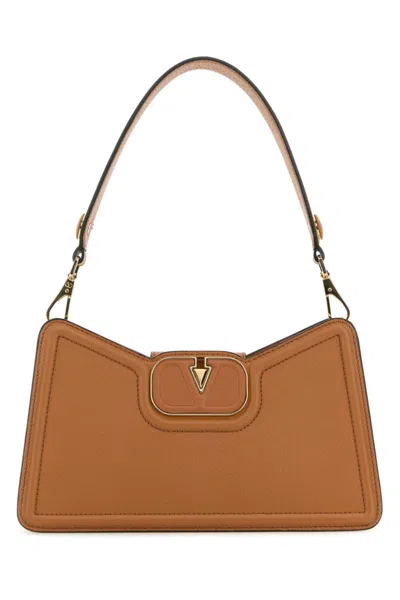 VALENTINO GARAVANI LIGHT BROWN VLOGO SHOULDER BAG