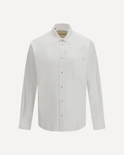 Valentino Light Cotton Oxford Shirt With Vgold In White