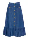 Valentino Garavani Blue Denim Cotton Skirt In Blue