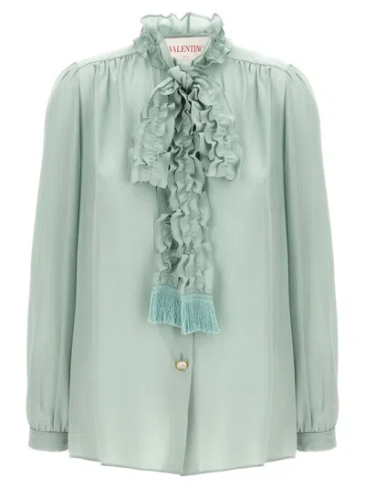 VALENTINO LIGHT GREEN RUFFLED SHIRT