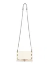 Valentino Light Ivory Rockstud Mini Bag With Chain In White