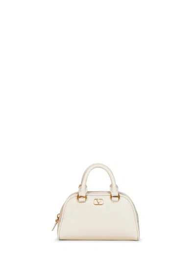 Valentino Garavani Light Ivory Vlogo Signature Mini Dome Bag In White