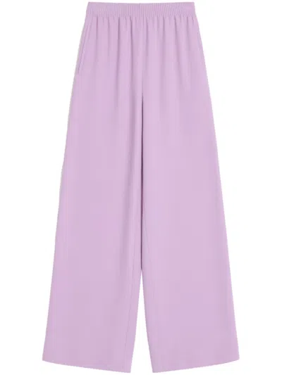 VALENTINO LIGHT PURPLE SILK WIDE-LEG TROUSERS