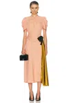 Valentino Garavani Drapes Sable Midi Dress In Pink