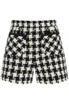 Valentino Womens Avorio Nero Houndstooth High-rise Tweed Woven Shorts In White