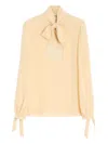 Valentino Light Yellow Crepe De Chine Top In Neutral