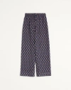 Valentino Lightweight Cuffed Linen Trousers With Voyage Imaginaire Print In Blue