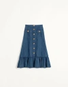 Valentino Garavani Blue Denim Cotton Skirt In Denim