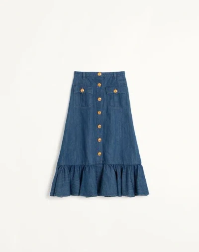 VALENTINO VALENTINO LIGHTWEIGHT DENIM SKIRT WOMAN DENIM 40