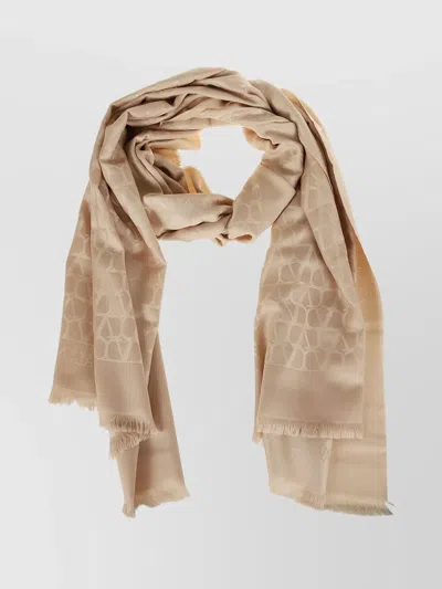 Valentino Lightweight Fringed Edge Scarf In Black