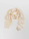 Valentino Lightweight Fringed Shawl Sheen Finish In Neutral