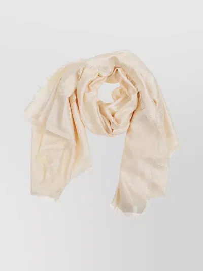 Valentino Lightweight Fringed Shawl Sheen Finish In Neutral