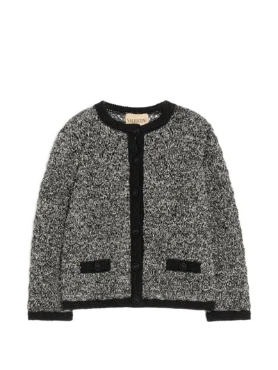 Valentino Linen And Lurex Knitted Jacket In Gray