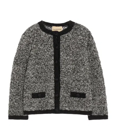 Valentino Linen And Lurex Knitted Jacket In Gray
