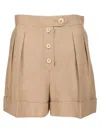 Valentino Tailored Shorts Linen Blend Pleated Design In Neutral