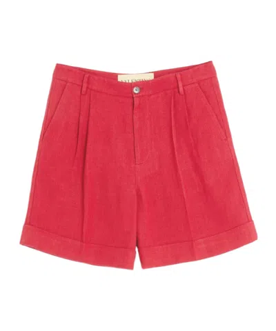 VALENTINO CUFFED LINEN BERMUDA SHORTS