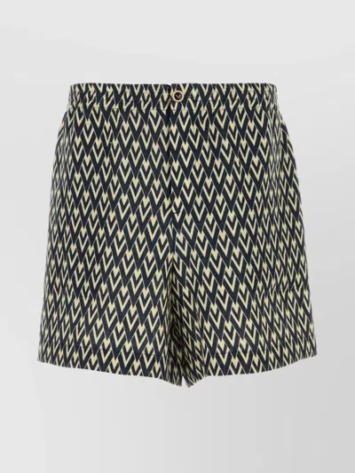 VALENTINO LINEN BERMUDA SHORTS CHEVRON PATTERN