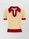 Valentino Garavani Two-tone Linen Blend Polo Shirt In Yellow