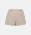 Valentino Linen Shorts With Button Detail In Beige
