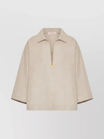 VALENTINO LINEN CANVAS TOP WITH V GOLD DETAIL