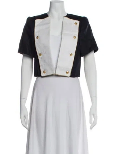 Pre-owned Valentino Linen Colorblock Pattern Bolero In Neutral