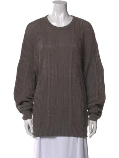 Pre-owned Valentino Linen Crew Neck Sweater In Gray