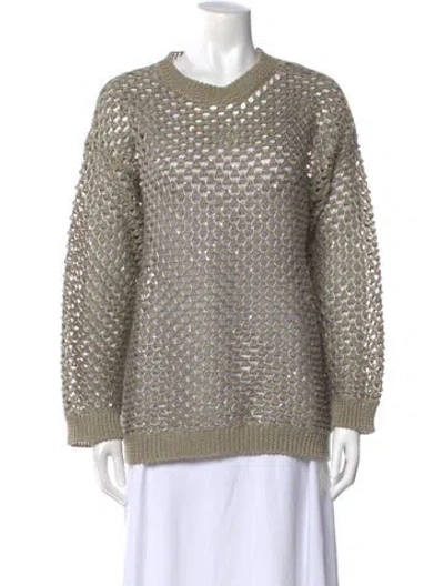 Pre-owned Valentino Linen Crew Neck Sweater In Metallic/neutrals