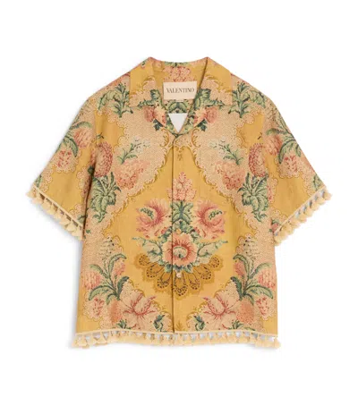Valentino Linen Floral Tassel Shirt In Yellow
