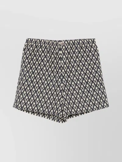 VALENTINO LINEN GEOMETRIC PATTERN SHORTS WITH ELASTICATED WAISTBAND