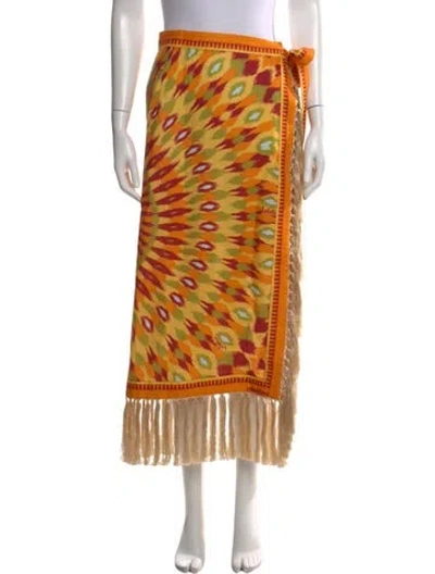 Pre-owned Valentino Linen Long Skirt In Yellow
