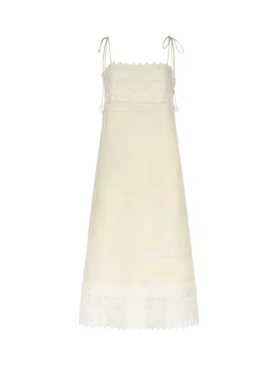 Valentino Linen Midi Dress In White