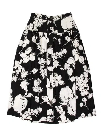 Pre-owned Valentino Linen Midi Length Skirt In Black