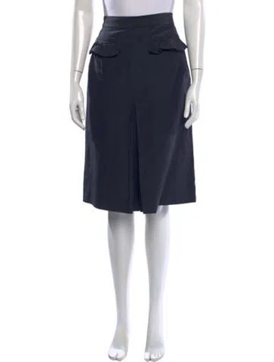 Pre-owned Valentino Linen Midi Length Skirt In Blue
