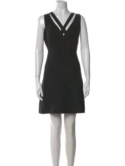 Pre-owned Valentino Linen Mini Dress In Black