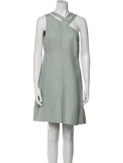 Pre-owned Valentino Linen Mini Dress In Blue