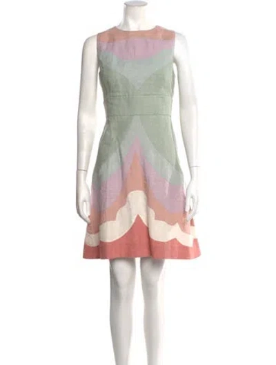 Pre-owned Valentino Linen Mini Dress In Green/pink
