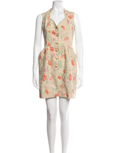 Pre-owned Valentino Linen Mini Dress In Neutral