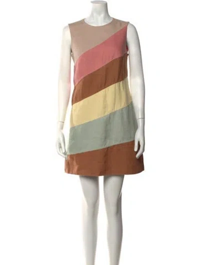 Pre-owned Valentino Linen Mini Dress In Neutrals