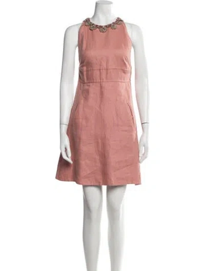 Pre-owned Valentino Linen Mini Dress In Pink