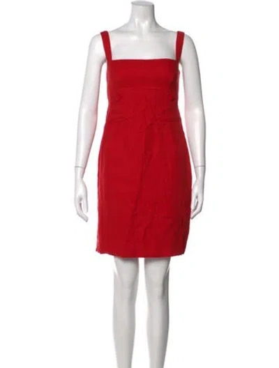 Pre-owned Valentino Linen Mini Dress In Red