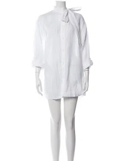 Pre-owned Valentino Linen Mini Dress In White
