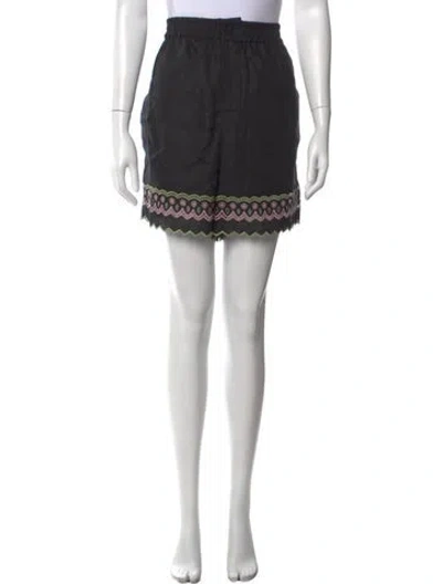 Pre-owned Valentino Linen Mini Shorts In Black
