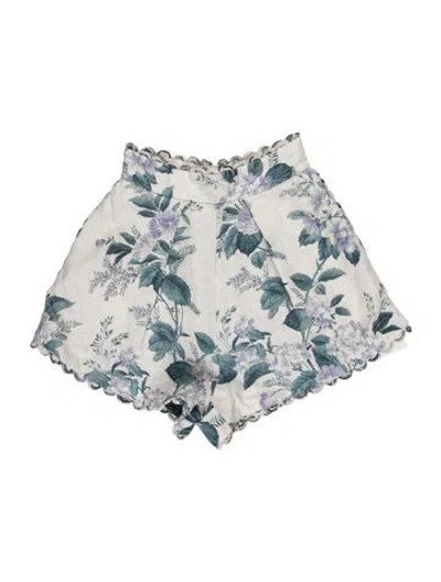 Pre-owned Valentino Linen Mini Shorts In Blue/white