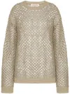 VALENTINO VALENTINO LINEN OPEN KNIT CREWNECK SWEATER