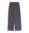 Valentino Lightweight Cuffed Linen Trousers With Voyage Imaginaire Print In Blue