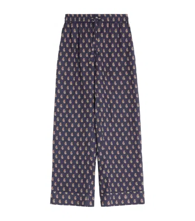 VALENTINO LINEN PAISLEY STRAIGHT TROUSERS