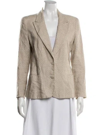 Pre-owned Valentino Linen Patterned Blazer In Neutrals
