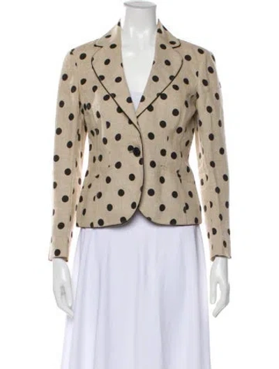 Pre-owned Valentino Linen Polka Dot Print Blazer In Neutral