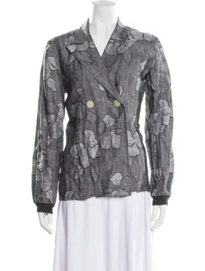 Pre-owned Valentino Linen Printed Blazer In Gray