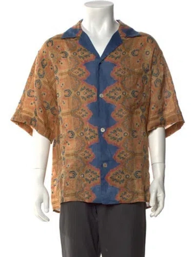 Pre-owned Valentino Linen Printed Shirt In Neutral